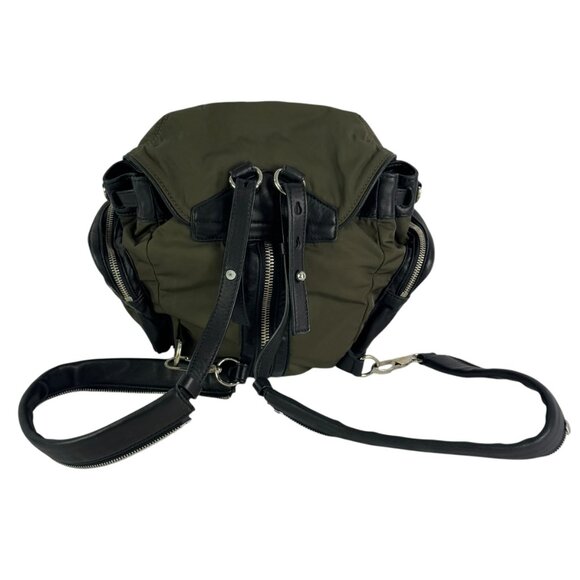ALEXANDER WANG Military Green Nylon Black Leather Mini Marti Women\'s Backpack ALEXANDER WANG Military Green Nylon Black Leather Mini Marti Women\'s Backpack